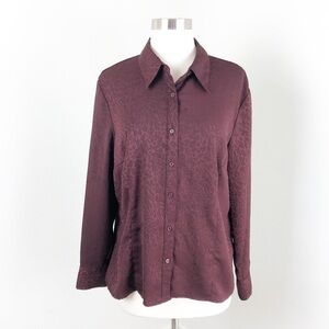 East 5th maroon animal print button down shirt